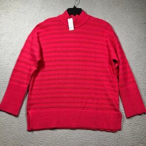 LOFT NEW Sweater Womens Large‎ Pinkish Red Mock Neck Pullover Holiday